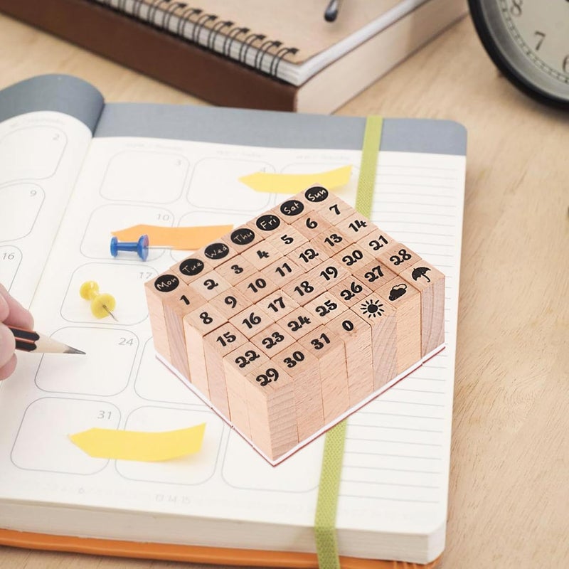 VILLCASE 42pcs Wood Rubber Stamps Scrapbook Decorative Handmade Stamps for Planner Journal DIY - Image 4