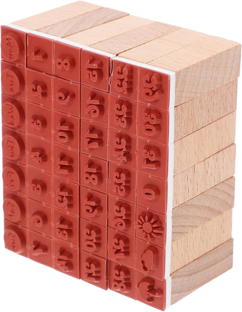 VILLCASE 42pcs Wood Rubber Stamps Scrapbook Decorative Handmade Stamps for Planner Journal DIY - Image 1