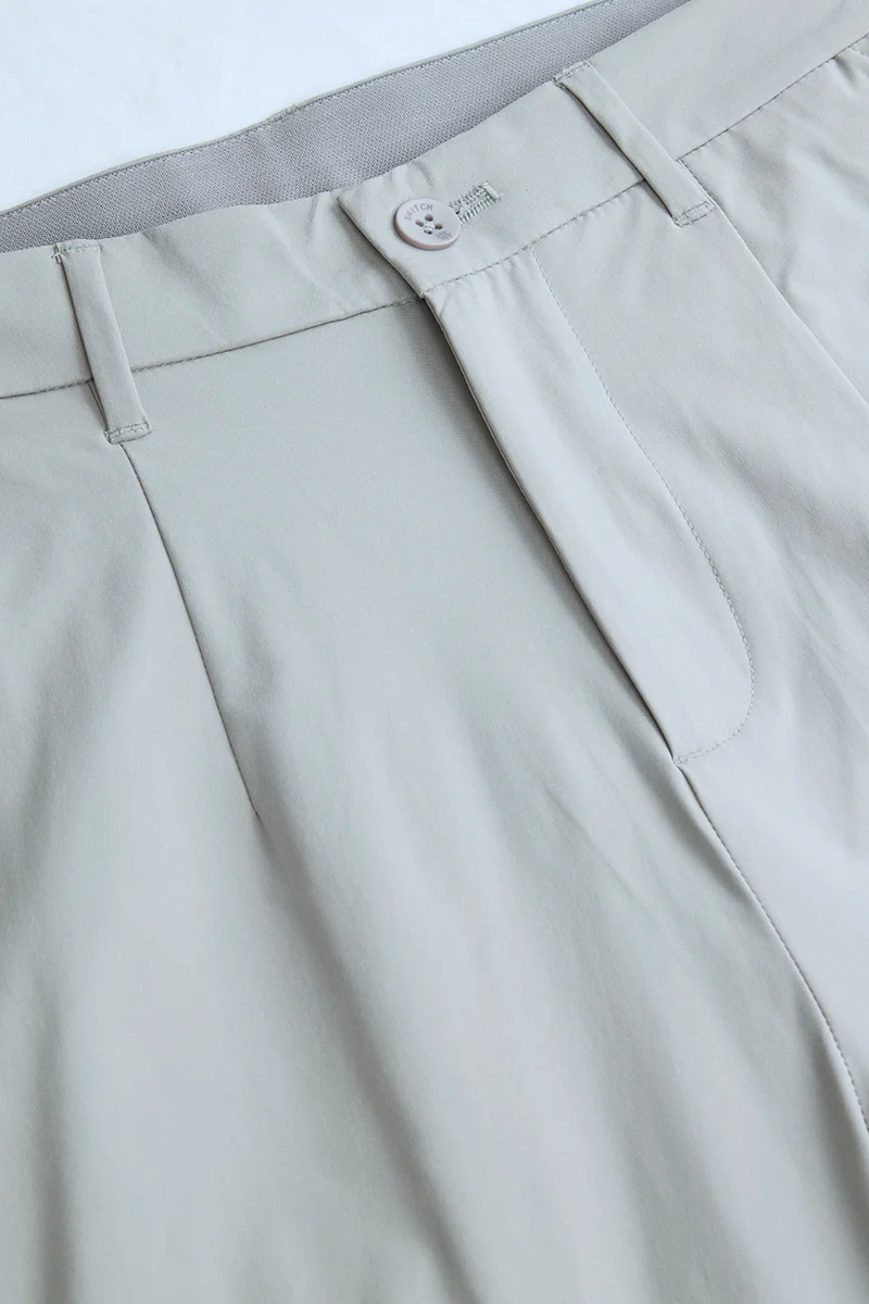 SNITCH  Light Grey Solid Regular Fit Casual Trousers for Men | Best Price UAE