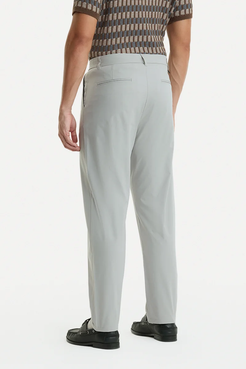 SNITCH  Light Grey Solid Regular Fit Casual Trousers for Men | Best Price UAE