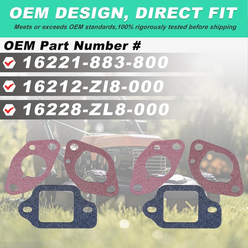 Adefol Carburettor Gasket Kit for Honda GCV160 GCV135 GCV190 GSV190 Engine and HRS216 HRT216 HRB216 HRR216 HRZ216 Lawnmower # 16212-Zl8-000, Professional Airtight Gasket - Image 5
