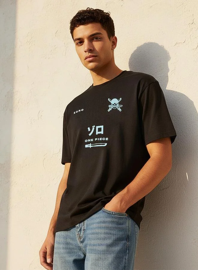 SP Characters Men Regular Fit Crew Neck Short Sleeve SmileyWorld Print T-shirt