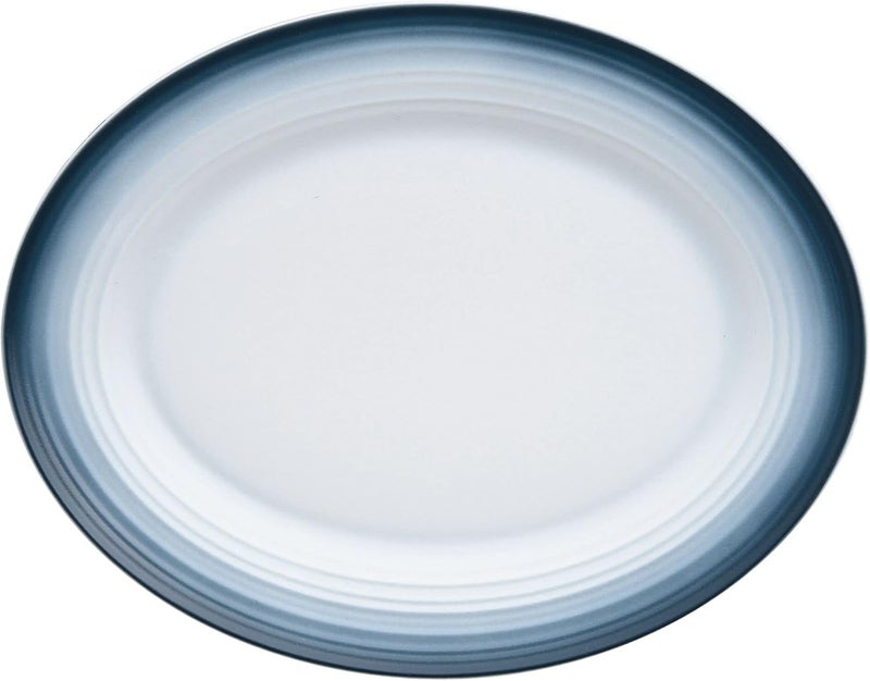 Mikasa Swirl Ombre White Oval Platter 1375 Inch Blue Banded - Image 1