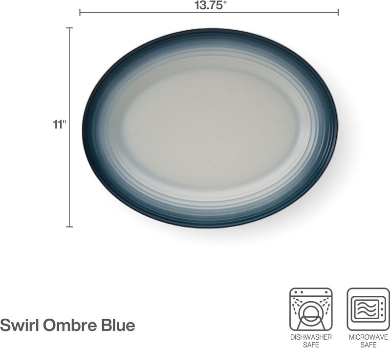 Mikasa Swirl Ombre White Oval Platter 1375 Inch Blue Banded - Image 3