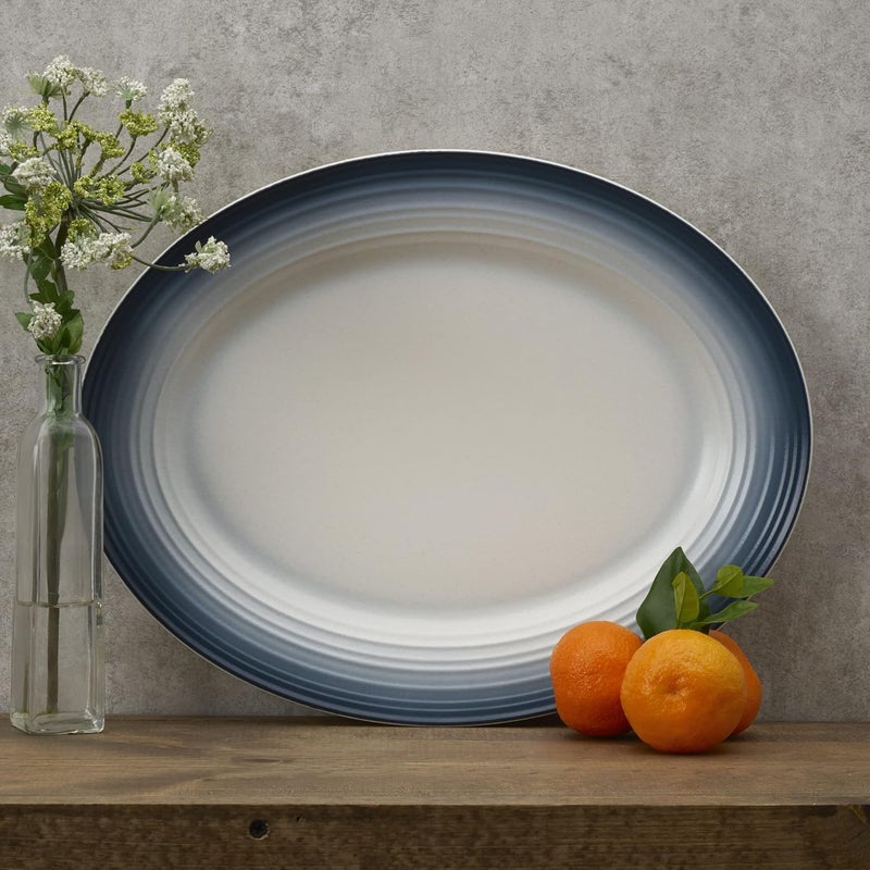 Mikasa Swirl Ombre White Oval Platter 1375 Inch Blue Banded - Image 4