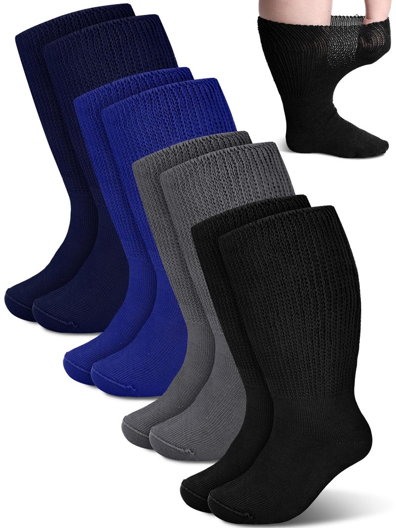 Bunnycool 4 Pairs Extra Wide Socks Swollen 30" Lymphedema Bariatric Socks Non Binding Loose Fit(10-13,Novelty Color) - Image 1