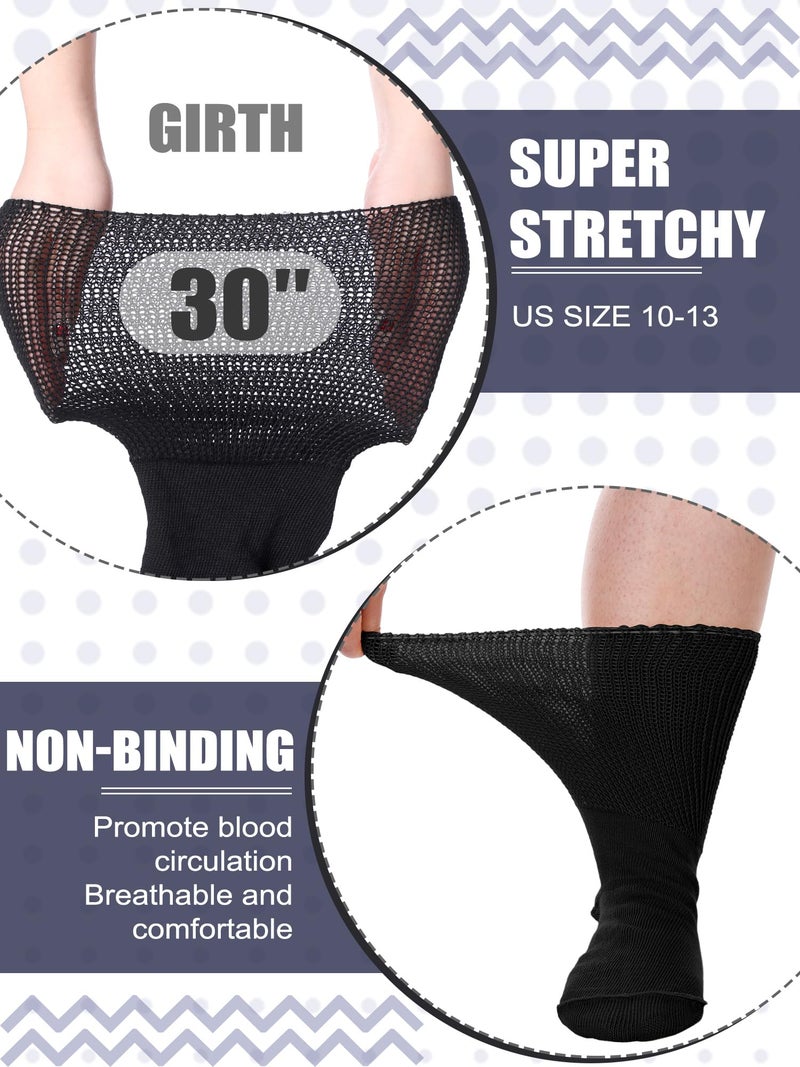 Bunnycool 4 Pairs Extra Wide Socks Swollen 30" Lymphedema Bariatric Socks Non Binding Loose Fit(10-13,Novelty Color) - Image 5