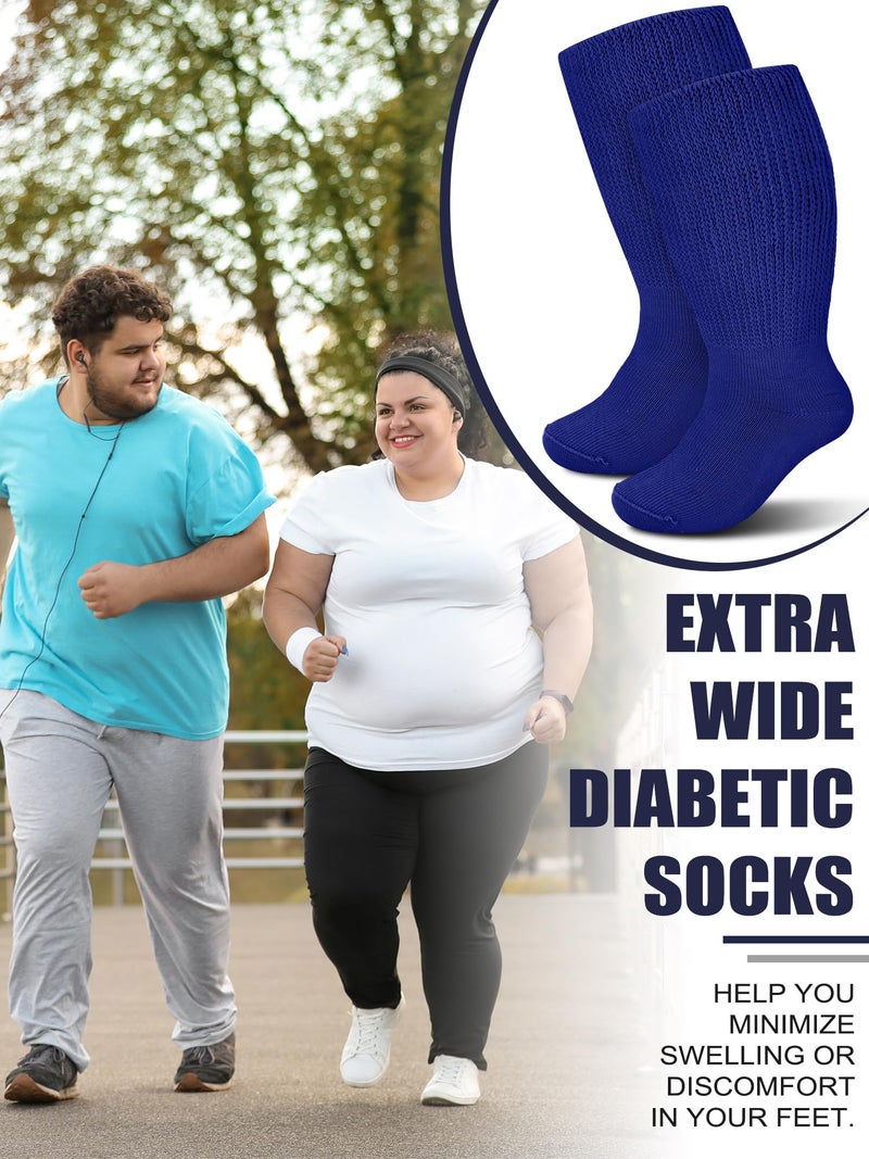 Bunnycool 4 Pairs Extra Wide Socks Swollen 30" Lymphedema Bariatric Socks Non Binding Loose Fit(10-13,Novelty Color) - Image 2