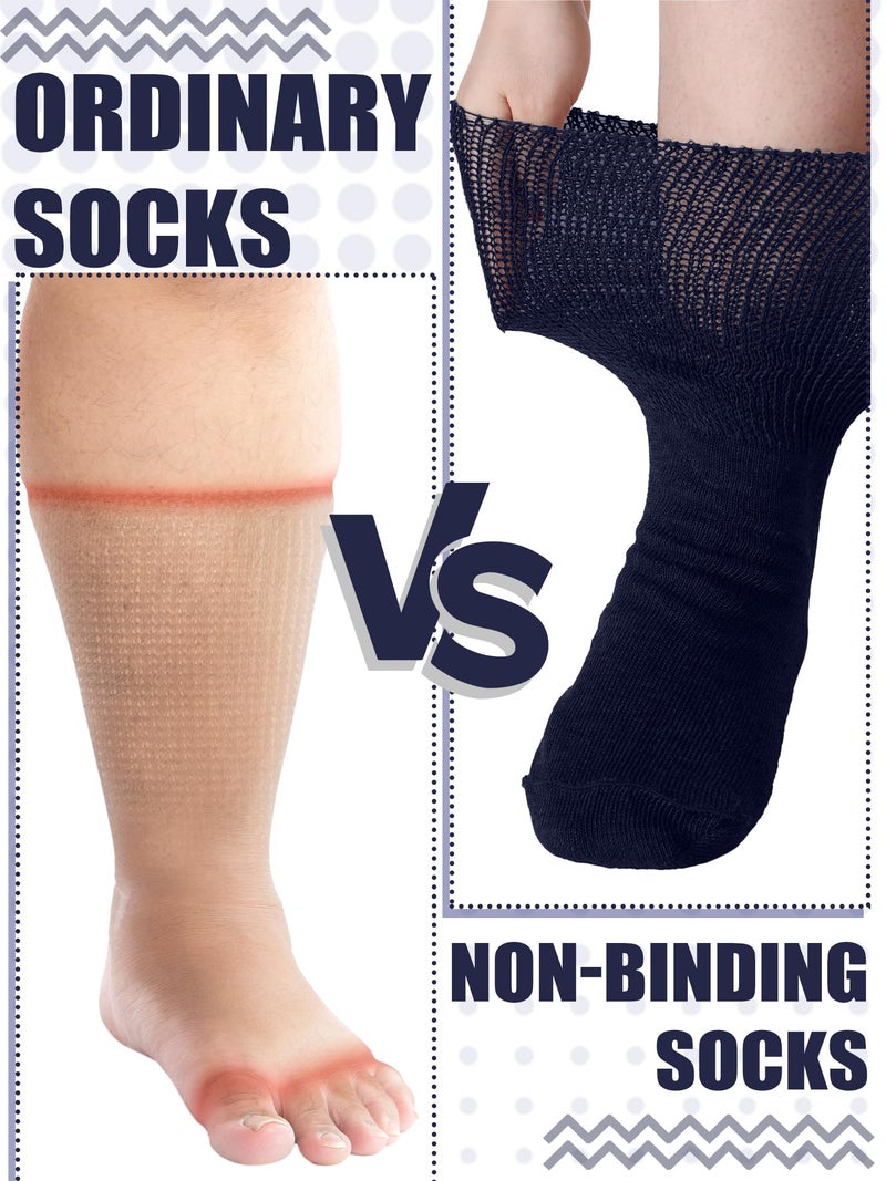 Bunnycool 4 Pairs Extra Wide Socks Swollen 30" Lymphedema Bariatric Socks Non Binding Loose Fit(10-13,Novelty Color) - Image 3