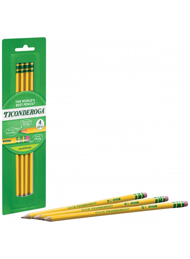 Ticonderoga Wood-Cased Pencils, Pre-Sharpened, 2 HB Soft, Yellow, 4 Count - Image 4