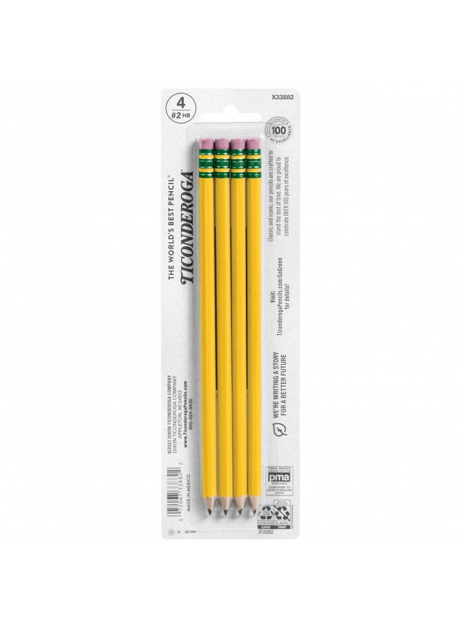 Ticonderoga Wood-Cased Pencils, Pre-Sharpened, 2 HB Soft, Yellow, 4 Count - Image 2