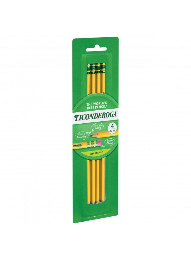 Ticonderoga Wood-Cased Pencils, Pre-Sharpened, 2 HB Soft, Yellow, 4 Count - Image 5