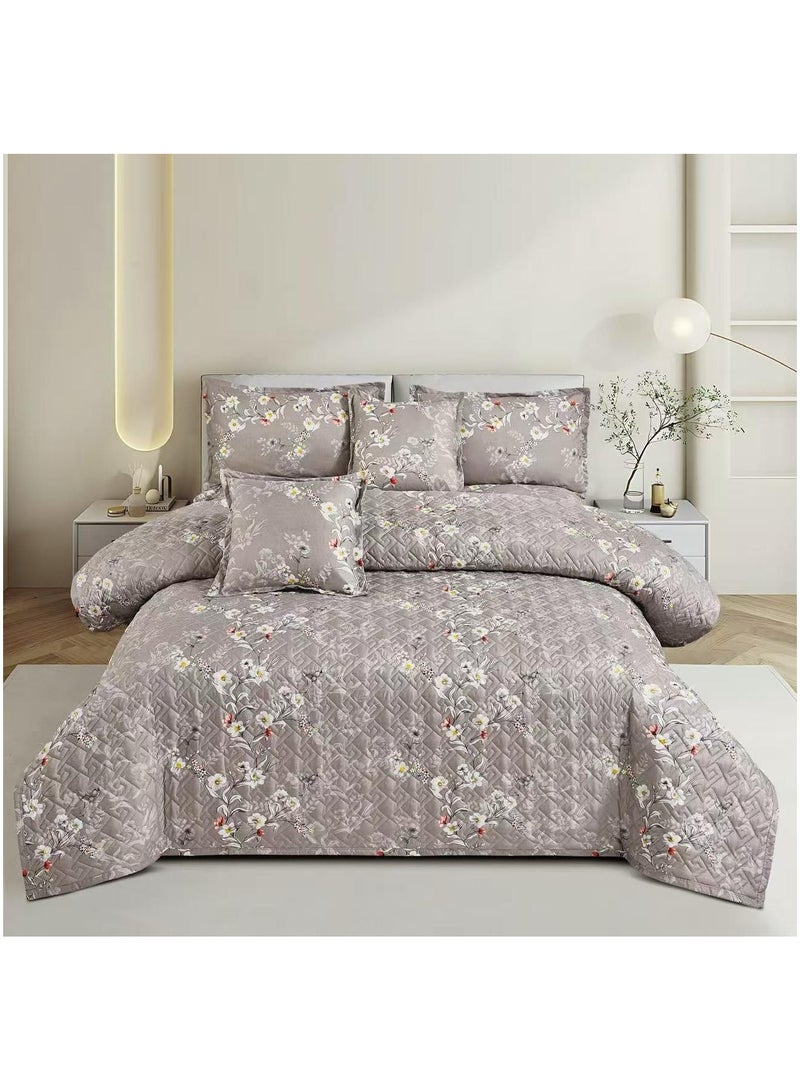 برايدس طقم لحاف نفرين مفرش مكون من 6 قطع بوليستر مقاس كينج 240x220سم/ بيج - Image 1