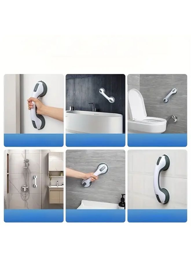 Non Slip Suction Cup Handrail Light Gray Bathroom Safety Rail For Elderly Disabled No Drill Durable Ideal For Fall Prevention In Wet Areas - Image 5