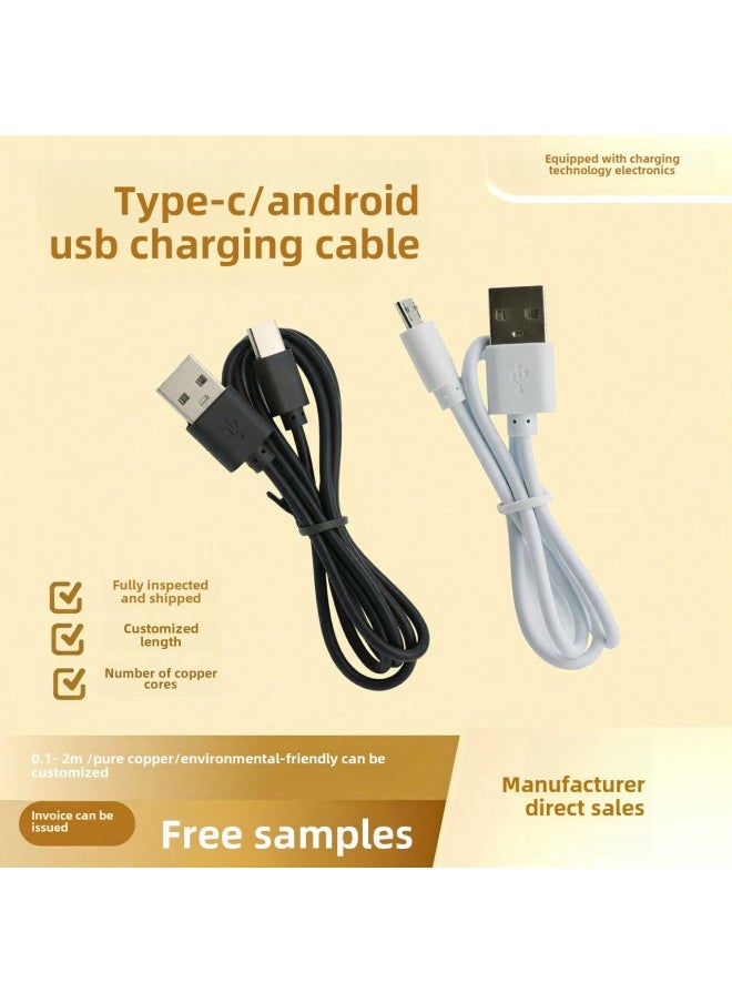 ماركة غير محددة كابل بيانات V8 مناسب لأجهزة أندرويد Typec وكابل شحن USB من هواوي وكابل توزيع 2 أمبير وسماعة رأس بلوتوث وكابل قصير بمروحة صغيرة - اللون: أبيض - الطول: 1 متر typec  - Image 1