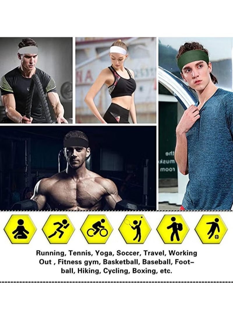 Generic - Mens Women Headband Mens Sweatband Sports Headband for Running Crossfit Cycling Yoga Basketball Working Out Stretchy Moisture Wicking Unisex Hairband - Image 1