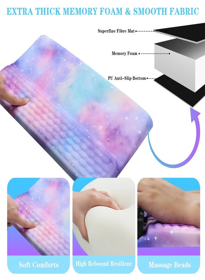 KEPUTAIER Computer Keyboard Stand with Wrist Rest, Ergonomic Tilted Keyboard Holder - Keyboard Riser with Wrist Pad - Keyboard Tray Support for Office Home -Colorful Stars - Image 5
