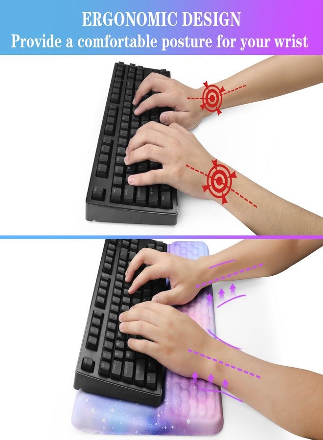 KEPUTAIER Computer Keyboard Stand with Wrist Rest, Ergonomic Tilted Keyboard Holder - Keyboard Riser with Wrist Pad - Keyboard Tray Support for Office Home -Colorful Stars - Image 3