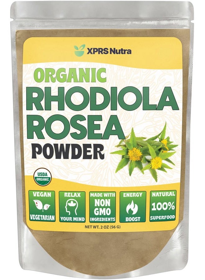 XPRS Nutra Organic Rhodiola Rosea Powder - Premium USDA Organic Rhodiola Powder for Cognition and Relaxation - Vegan Friendly Energy Booster (2 oz) - Image 1