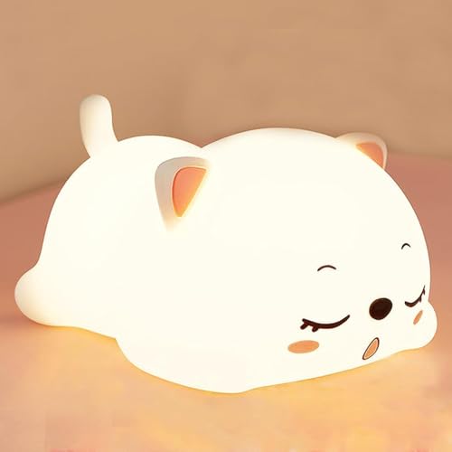 Zilloquil Silicone Baby Room Decor Purring Cat Lamp Nursery Night Light | 7 Color Changing Light for Kids Bedroom Decoratin Baby Room Decor | Night Lamp | USB Rechargeable Tap Control (Purring Cat) - Image 5