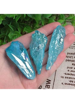 Acxico Acxico 5Pcs Titanium Rainbow Aura Lemurian Quartz Blue Crystal Point Healing  - Image 3
