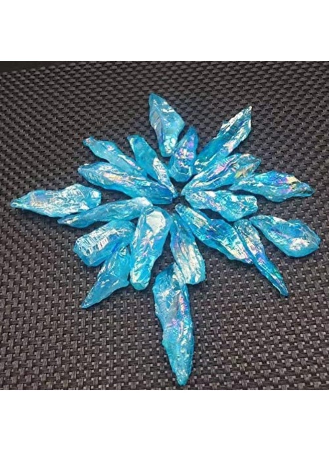 Acxico - Acxico 5Pcs Titanium Rainbow Aura Lemurian Quartz Blue Crystal Point Healing - Image 1