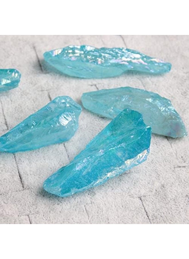 Acxico - Acxico 5Pcs Titanium Rainbow Aura Lemurian Quartz Blue Crystal Point Healing - Image 1
