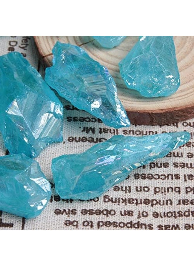 Acxico - Acxico 5Pcs Titanium Rainbow Aura Lemurian Quartz Blue Crystal Point Healing - Image 1