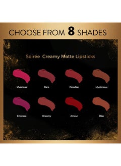 MyGlamm Manish Malhotra Soiree Creamy Matte Lipstick - 04 Amour (Red Shade) | Long Lasting, Pigmented With Spf 30 & Vitamin E (4.2G)  - Image 4