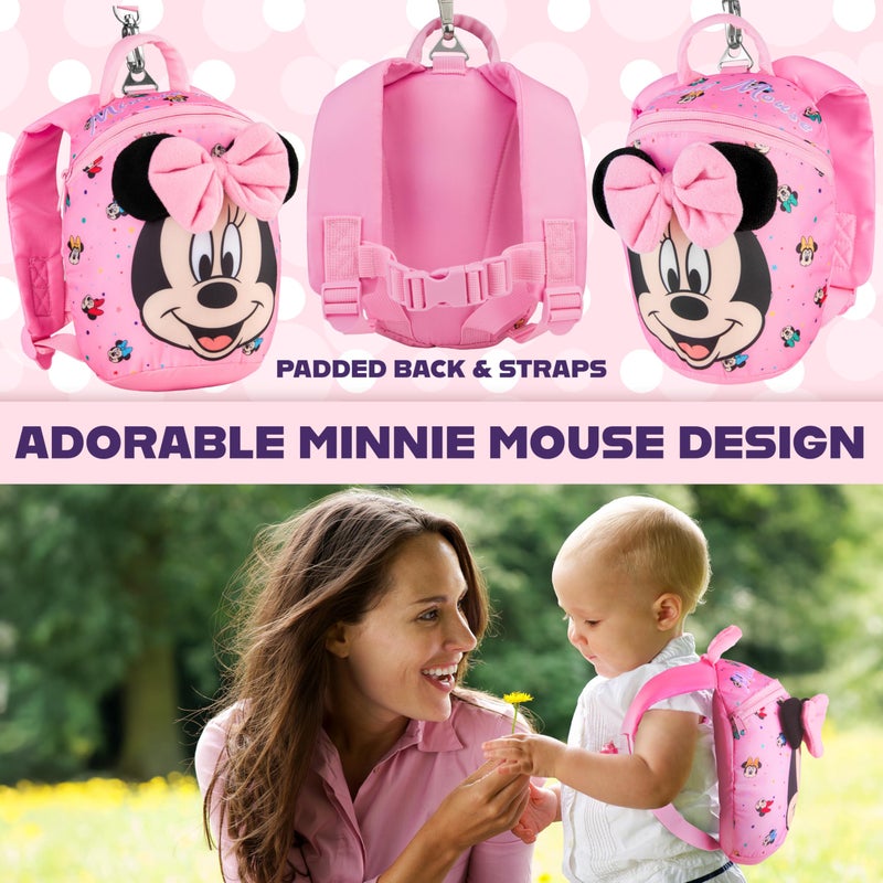Disney Minnie Mouse Mini Backpack with Toddler Safety Harness for Girls 9x8â€ Daycare Bag Backpack with Leash Preschool Outdoor Travel Gifts - Image 2