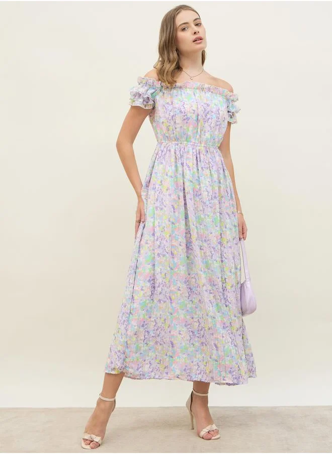 ستايلي Floral Off-Shoulder Dress