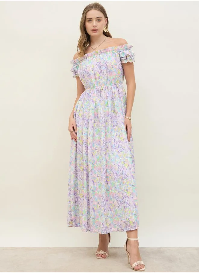ستايلي Floral Off-Shoulder Dress