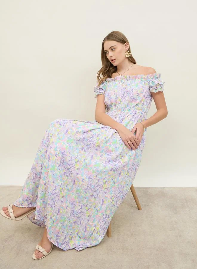 Styli Floral Off-Shoulder Dress