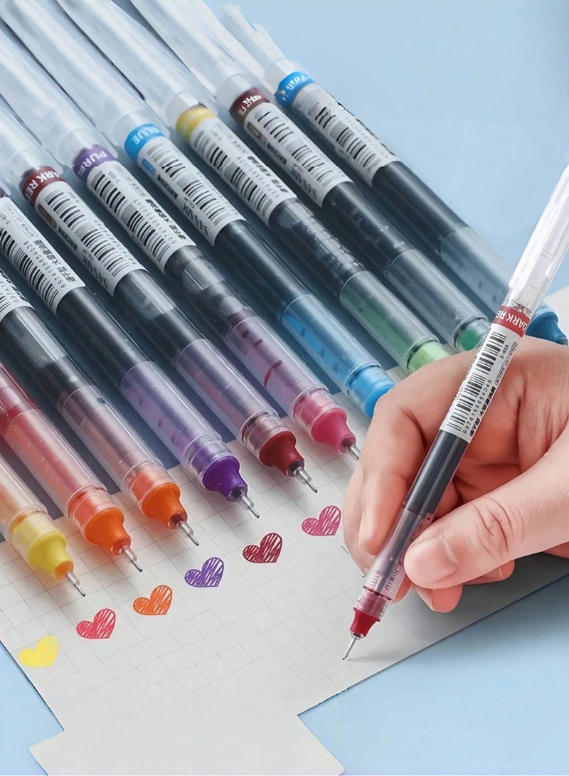 Generic 10-Color Liquid Gel Pen Color Set, 0.5mm Ultra-Fine Quick-Drying Ballpoint Pen, Suitable For Office, Student Notebooks, Drawing And Graffiti, Multi-Color Pen Combination  - Image 1