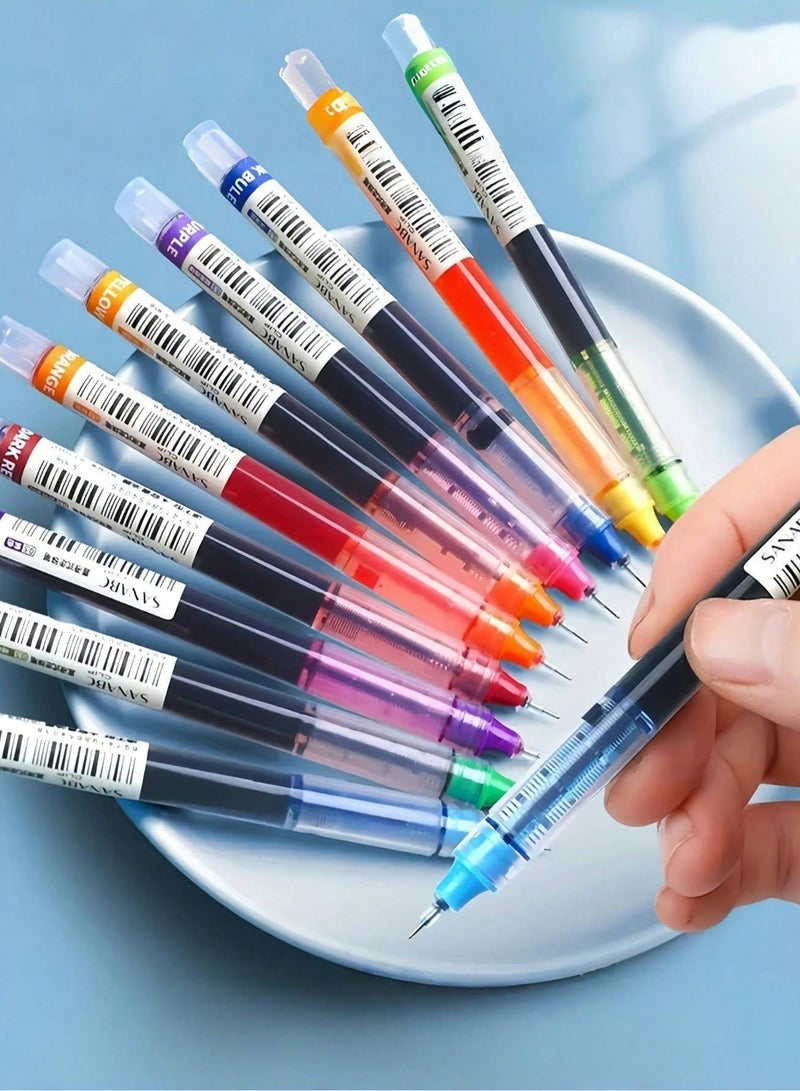 Generic 10-Color Liquid Gel Pen Color Set, 0.5mm Ultra-Fine Quick-Drying Ballpoint Pen, Suitable For Office, Student Notebooks, Drawing And Graffiti, Multi-Color Pen Combination  - Image 2