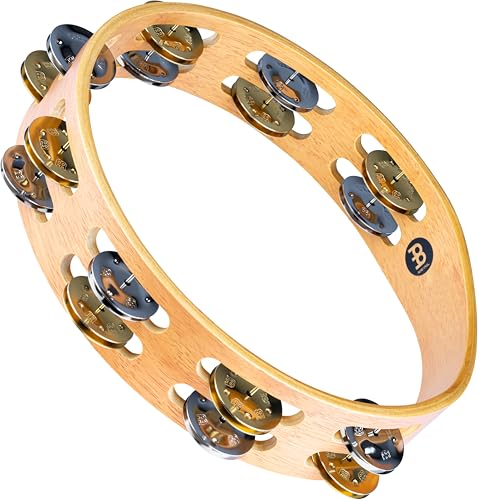 Meinl Percussion Tambourine with Nickel Plated Steel and Solid Brass Jingles, Double Row-NOT Made in China-Super Natural Wood Finish, 2-Year Warranty, (TA2M-SNT) - Image 1