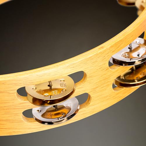 Meinl Percussion Tambourine with Nickel Plated Steel and Solid Brass Jingles, Double Row-NOT Made in China-Super Natural Wood Finish, 2-Year Warranty, (TA2M-SNT) - Image 5