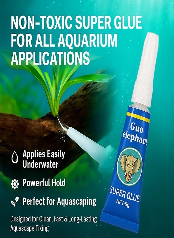 VAYINATO 1Pcs (5g) Instant Elephant Super Glue – Aquarium Safe Adhesive for Rocks, Driftwood & Plants – Fast Bonding, Clear Drying, Waterproof Aquascaping Gel - Image 3