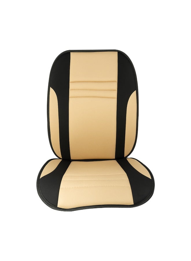 MOB Car Seat Cushion Beige & Black - Premium PU Leather for Cars, Trucks & Semis, Comfortable & Supportive Cushion for Back Pain Relief, Improved Posture, Easy Installation, Sleek & Durable Design, Compatible with Airbags & Armrests CU116 - Image 2