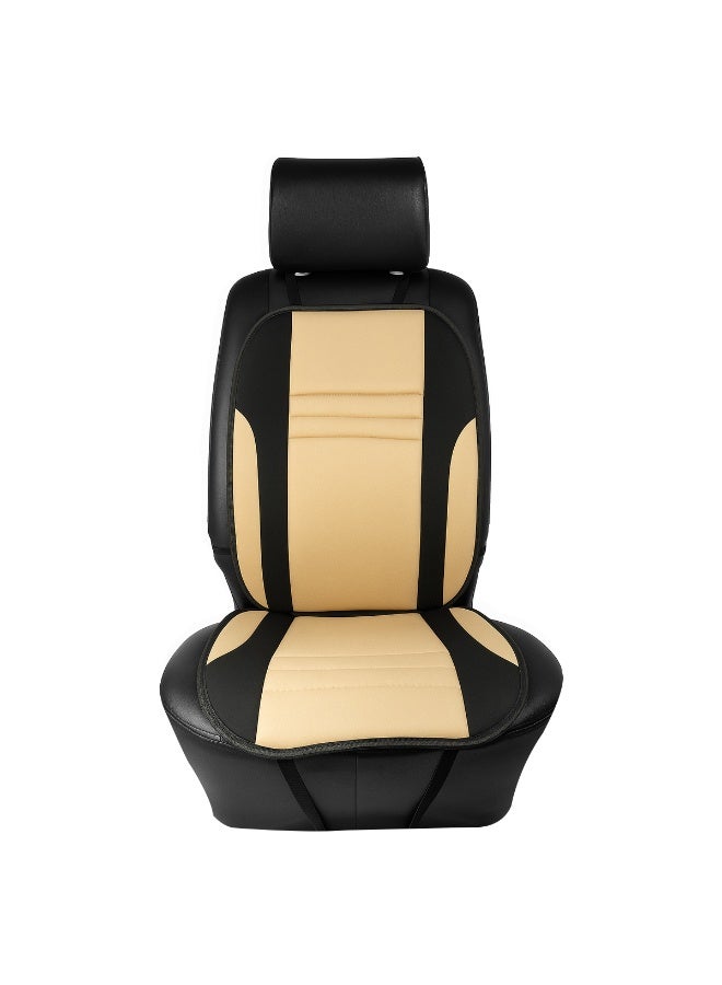 MOB Car Seat Cushion Beige & Black - Premium PU Leather for Cars, Trucks & Semis, Comfortable & Supportive Cushion for Back Pain Relief, Improved Posture, Easy Installation, Sleek & Durable Design, Compatible with Airbags & Armrests CU116 - Image 1