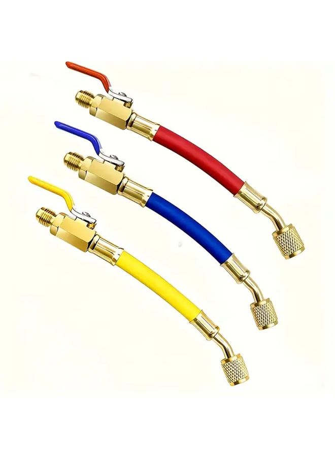 HBV B01 AC Charging Hose Set With Ball Valves Red Yellow Blue 7 Inch - Image 4