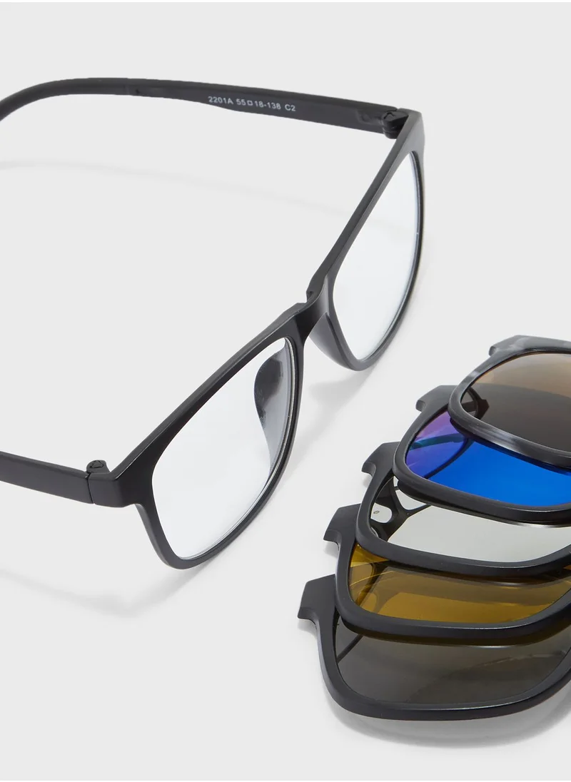 Seventy Five 5 Pcs Replaceable Magnetic Lens Wayfarer Sunglasse