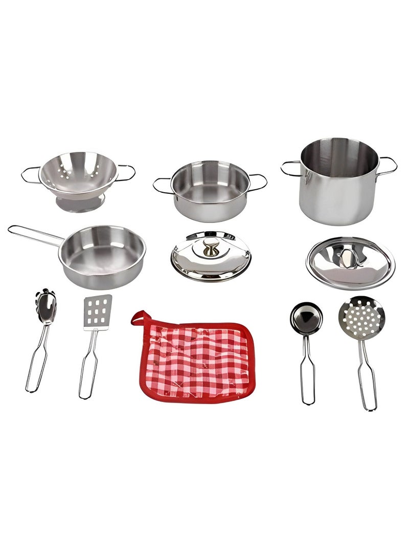 23 Pieces Good Quality Stainless Steel Toy Kitchen Set, Mini Kitchen Set, Colourful Cooking Accessories, Role Play Toy, Suitable for Kids Above 3 Year - Image 3