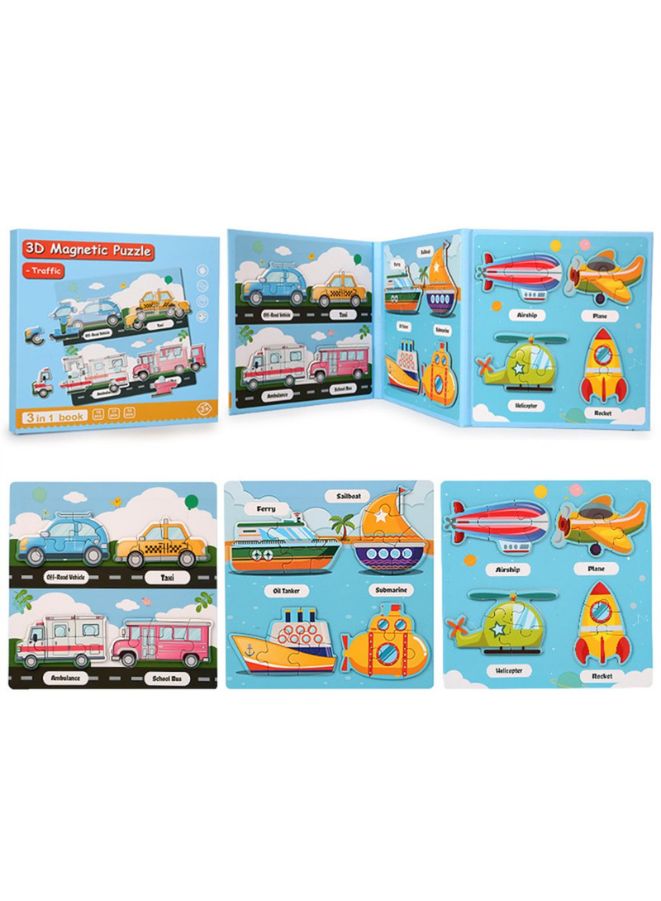 ألعاب كتاب أحجية من الورق المقوى الممغنط من مونتيسوري ، ألغاز ورقية قابلة لإعادة الاستخدام متينة لحركة مرور التدريب المرئي المعرفي - Image 1