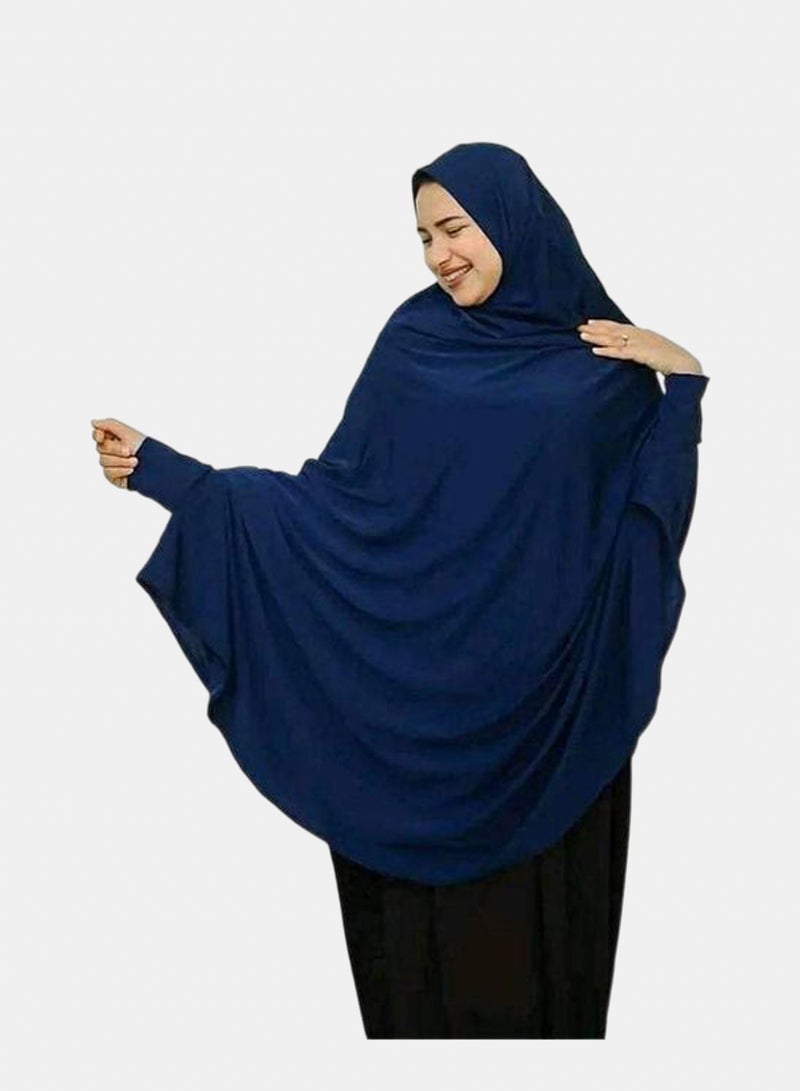 Soft & Comfortable Islamic Khimar With Sleeves - Navy