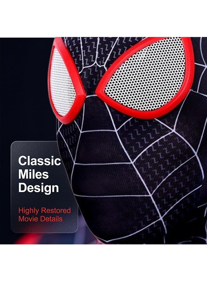 SPIDERMAN Miles Morales Spider-Man Head Mask Breathable Superhero Cosplay Face Mask,Black Spider Hero Costume Headgear for Kids Adults Halloween Party Birthday Cosplay Dress Up Themed Event Use - Image 2