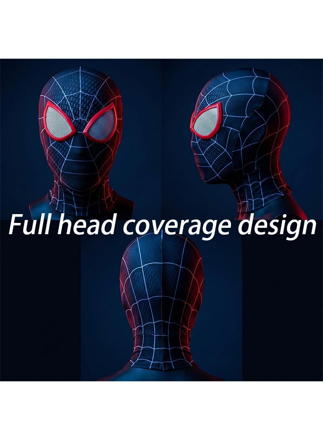 SPIDERMAN Miles Morales Spider-Man Head Mask Breathable Superhero Cosplay Face Mask,Black Spider Hero Costume Headgear for Kids Adults Halloween Party Birthday Cosplay Dress Up Themed Event Use - Image 5