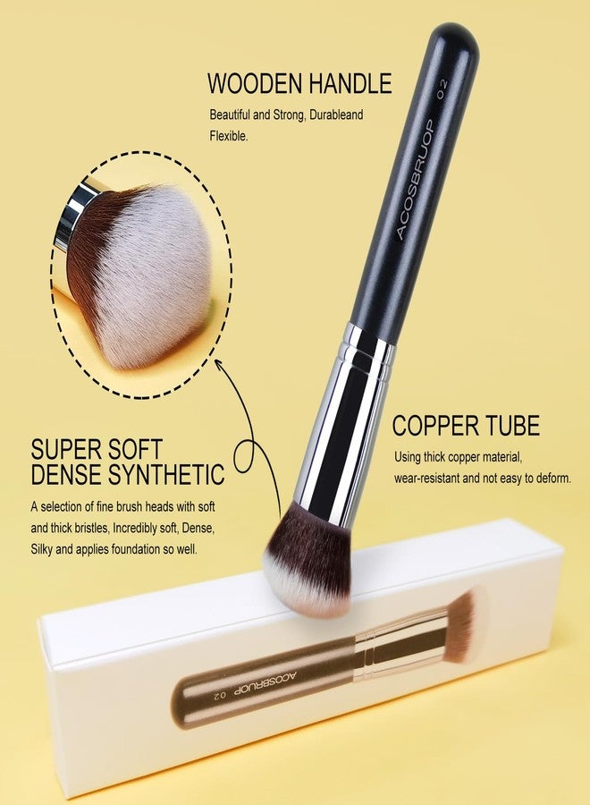 ACOSBRUOP Foundation Brush, Round Top Kabuki Foundation Brush and Professional Grade Makeup Brush for Liquid Blending Mineral Powder Bufting Stippling Makeup Tools, Black - Image 3