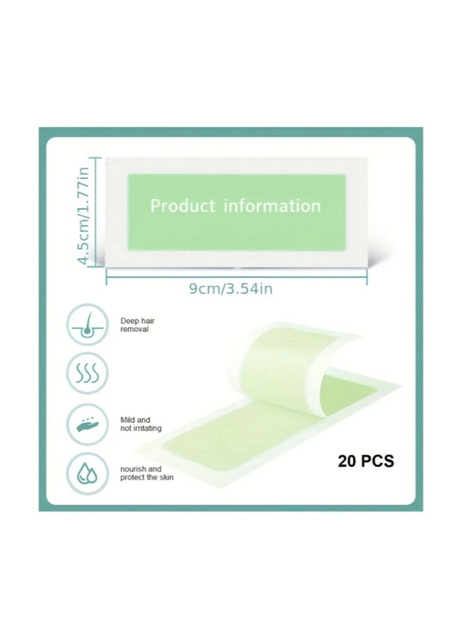 20 شرائط شمع الوجه - مصممة لإزالة الشعر الدقيقة واللطيفة والسهلة - مثالية للحابب والشفة العليا والشارب والخدين - تصميم 2 في 1 (يمكن تقسيم كل شريط إلى اثنين) - شرائط شمع الوجه لإزالة الشعر بلا ألم - Image 2