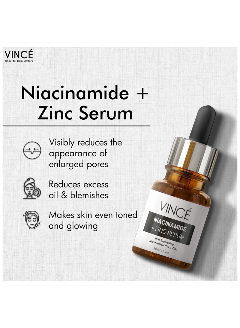 VINCE Niacinamide 10% Zinc 1% Serum – Advanced Formula to Tighten Large Pores, Control Oil, Reduce Acne & Blemishes – Improves Skin Texture for Soft, Smooth, Firm, and Radiant Skin, 30ml  - Image 5
